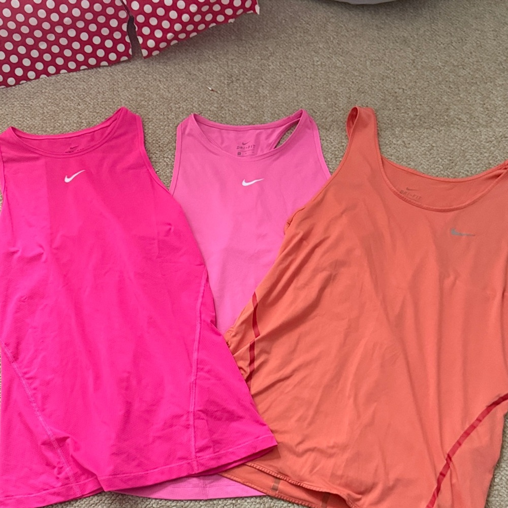 Nike Women's Tank Tops - Vibrant Pink and Orange